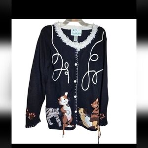 NWT Quacker Factory Vintage 90s Cat Embroidered Cardigan Size Medium See Notes